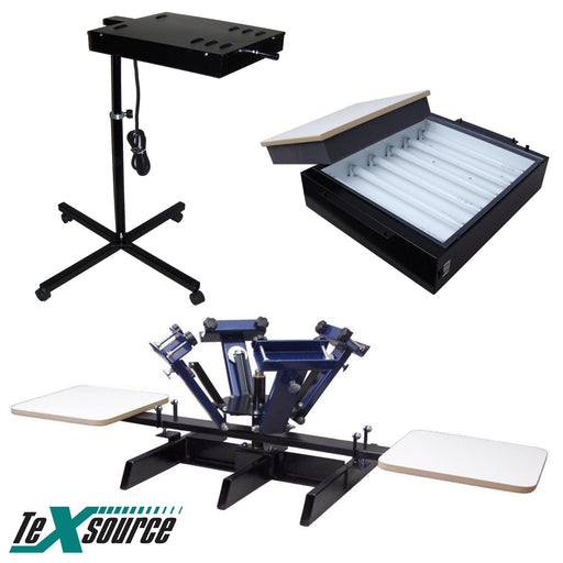 Genesis Screen Printing Kit 05 - 4 Color 2 Station Press - Flash Unit - UV Exposure Unit