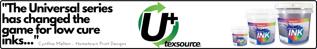 Texsource Universal Series Low-Cure Screen Printing Inks | Screen Printing Ink